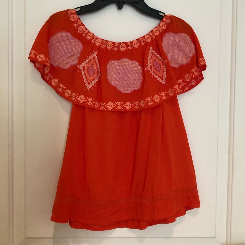 FB girls Orange ruffled top size large NWT